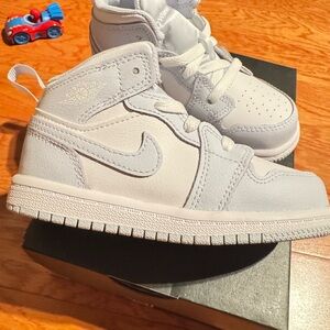 Jordan 1 mid  White and Light blue  Sneakers- New
